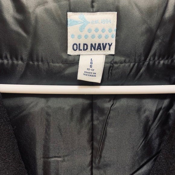NWT Black Old Navy Wool Swing Coat With Button Closure Teen Girl's Size Large - Picture 3 of 4